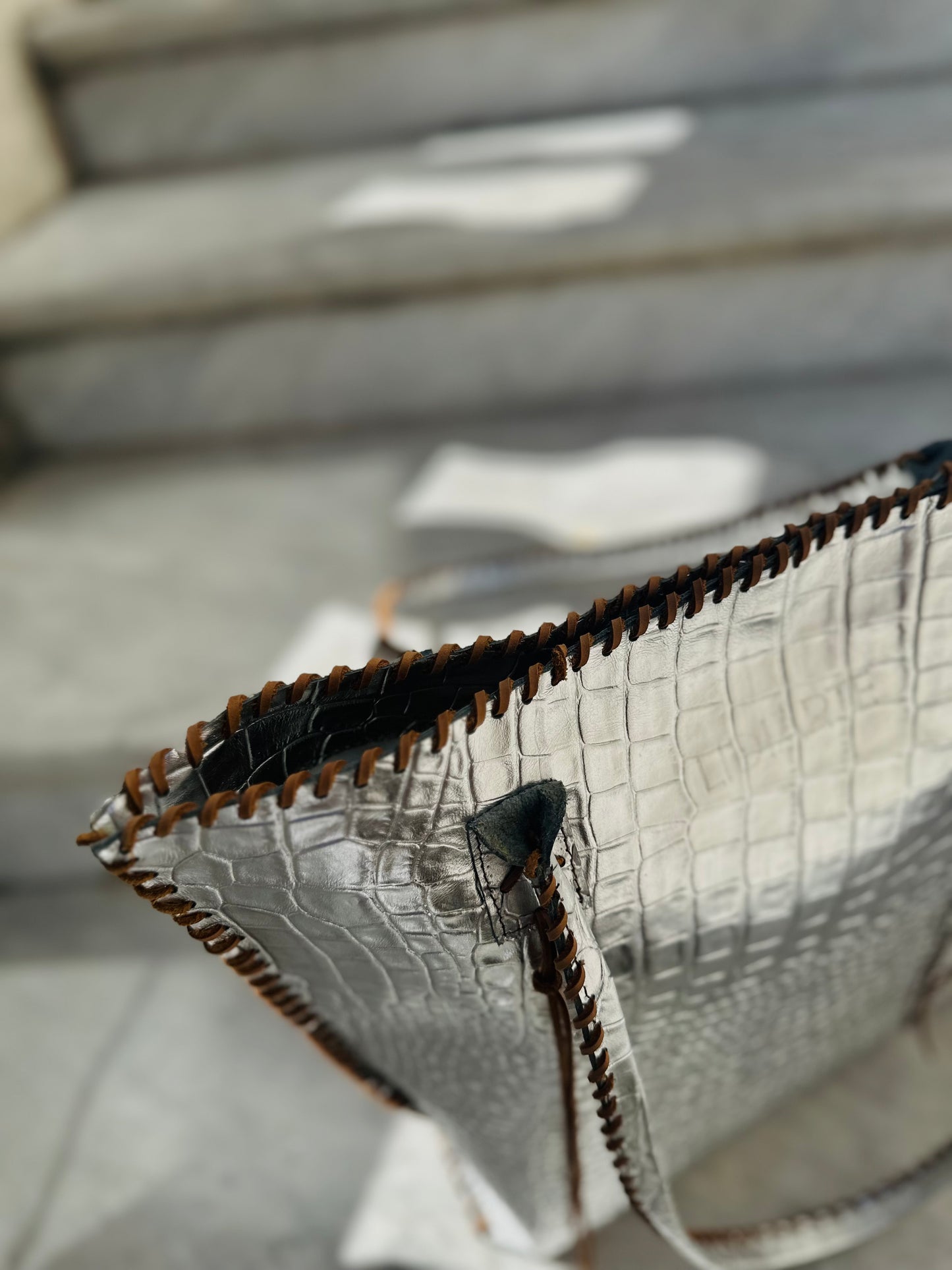 Cartera CROCO plata
