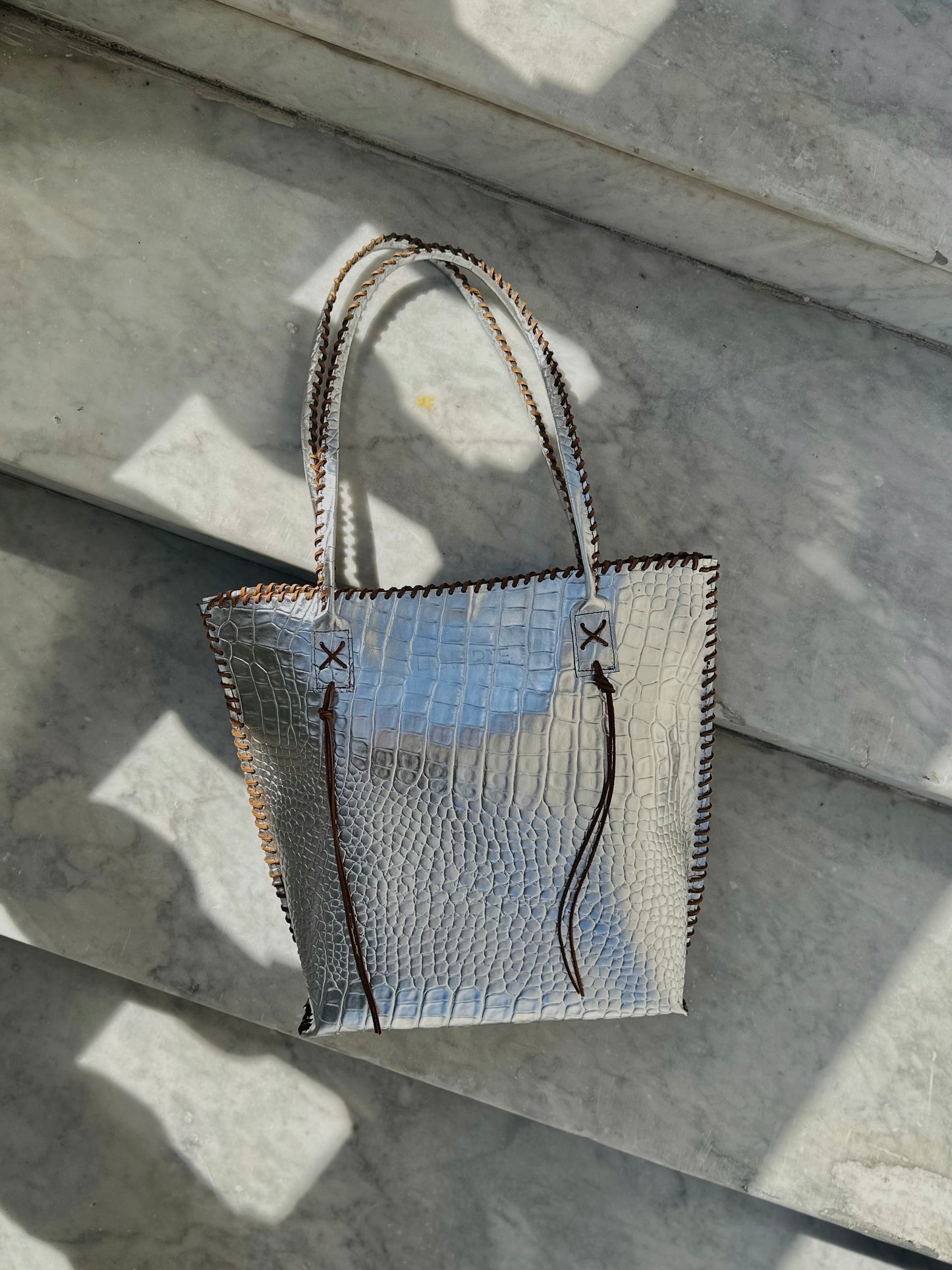 Cartera CROCO plata