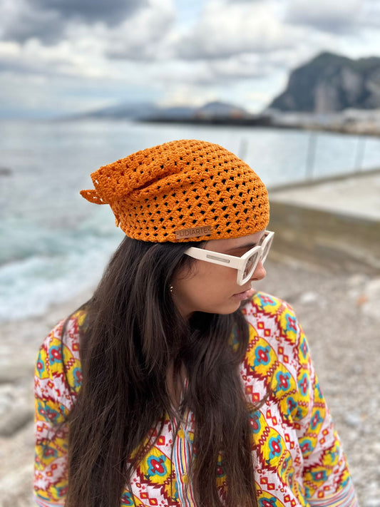 BANDANA CROCHET naranja